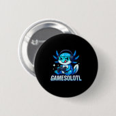 Badge Rond 5 Cm Gamesolotl Axolotl Fish Gamer Gaming Anime Video G (Devant & derrière)