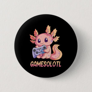 Badge Rond 5 Cm Gamesolotl Axolotl Vidéo Gamer Kawaii Pastel Goth