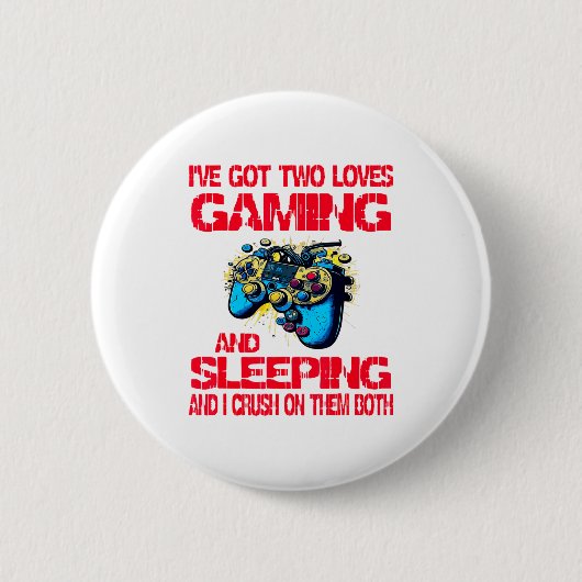 Badge Rond 5 Cm Gaming And Sleeng Gamer Valentines Day Boys Kids  (Devant)