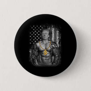 Badge Rond 5 Cm Gangster patriotique anti-chemise libérale Pro Tru