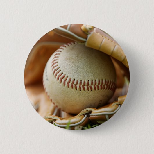 Badge Rond 5 Cm Gant et boule de base-ball (Devant)