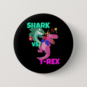 Badge Rond 5 Cm Gants de boxe Requin Vs Dinosaure T Rex pour enfan