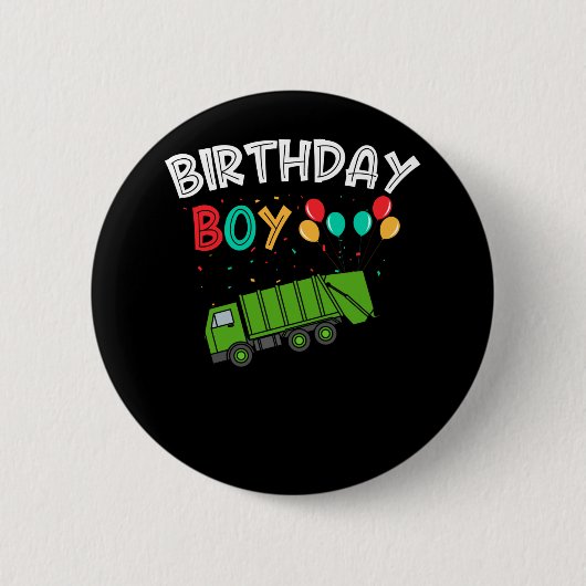 Badge Rond 5 Cm Garbage Truck Anniversaire de enfant Garys Recycla (Devant)