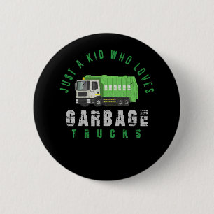 Badge Rond 5 Cm Garbage Truck Enfants Garçons Recyclage Camion