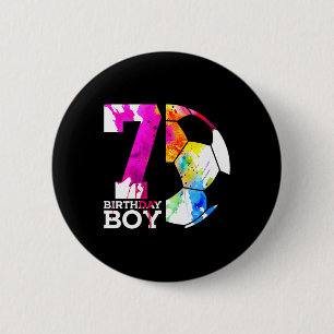 Badge Rond 5 Cm Garçon 7 Anniversaire Enfant Football 7e Anniversa