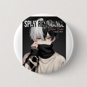 Badge Rond 5 Cm Garçon Anime Esthétique Cool avec Cheveux Bicolore