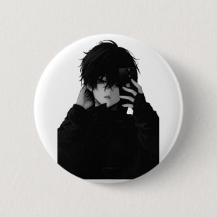 Badge Rond 5 Cm Garçon Anime Selfie Miroir Minuit - Esthétique Som