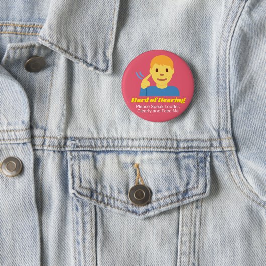 Badge Rond 5 Cm Garçon avec difficile à entendre (En situation)