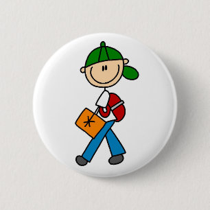 Badge Rond 5 Cm Garçon avec le bouton de sac à dos