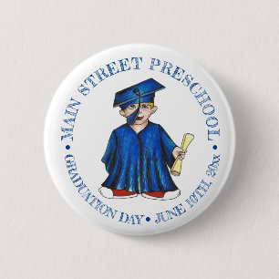 Badge Rond 5 Cm Garçon Bleu Casquette Préscolaire Graduation