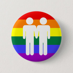Badge Rond 5 Cm Garçon + Bouton d'arc-en-ciel de garçon