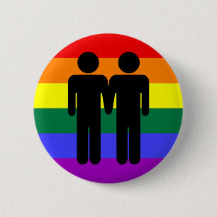 Badge Rond 5 Cm Garçon + Bouton d'arc-en-ciel de garçon