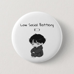 Badge Rond 5 Cm Garçon Chibi Peu Sociable Relatable