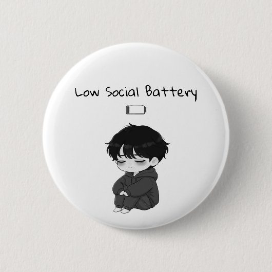 Badge Rond 5 Cm Garçon Chibi Peu Sociable Relatable (Devant)