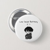 Badge Rond 5 Cm Garçon Chibi Peu Sociable Relatable (Devant & derrière)