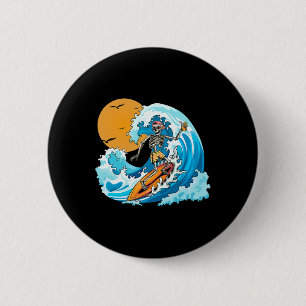 Badge Rond 5 Cm Garçon Cool Vacances D'été Squelette Surf Hawaii H