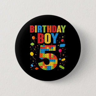 Badge Rond 5 Cm Garçon d'anniversaire 5 ans Blocs de construction
