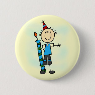 Badge Rond 5 Cm Garçon d'anniversaire avec T-shirts de bougie et c