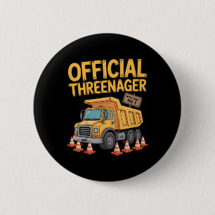 Badge Rond 5 Cm Garçon d'anniversaire de trois ans Threenager Cons