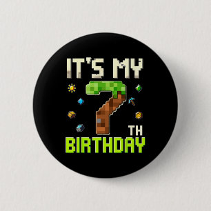Badge Rond 5 Cm Garçon d'anniversaire drôle C'est mon 7e anniversa