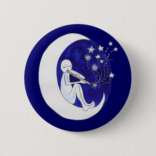 Badge Rond 5 Cm Garçon dans la lune (Devant)