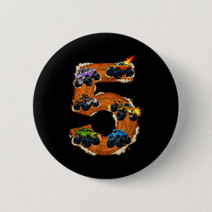 Badge Rond 5 Cm garçon de 5 ans camion monstre tout-petit 5e anniv