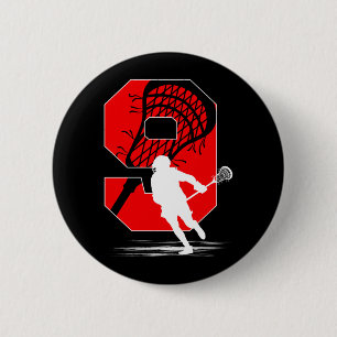 Badge Rond 5 Cm Garçon de 9 ans Thème de crosse Fête d'anniversair