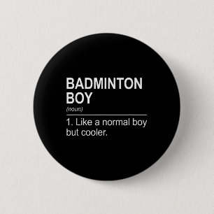 Badge Rond 5 Cm Garçon de badminton Nom Définition Volant Badminto