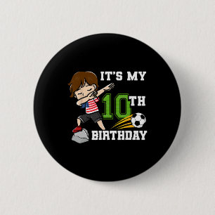 Badge Rond 5 Cm Garçon de football C'est mon 10e anniversaire Drap