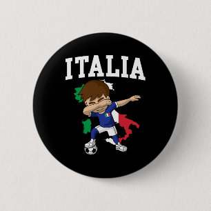 Badge Rond 5 Cm Garçon de football Italia Italien Drapeau Italie C