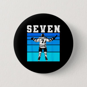 Badge Rond 5 Cm Garçon de hockey 7e anniversaire Sept anniversaire
