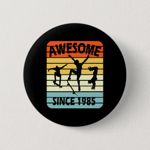 Badge Rond 5 Cm Garçon de skateboard de 36 ans Incroyable depuis 1