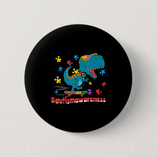 Badge Rond 5 Cm Garçon drôle de dinosaure en skateboard pour la se
