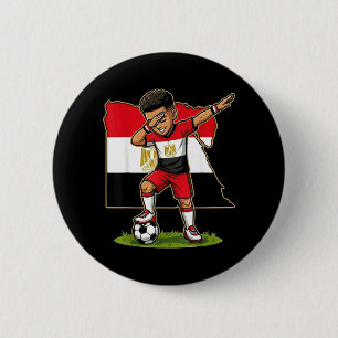 Badge Rond 5 Cm Garçon Égyptien Maillot de Foot Égypte Dabbing