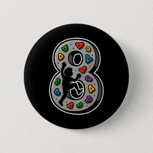 Badge Rond 5 Cm Garçon Fille Escalade 8e Anniversaire Mur de Roche