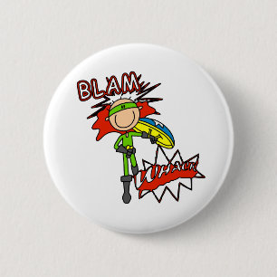 Badge Rond 5 Cm Garçon Héros avec Bouclier