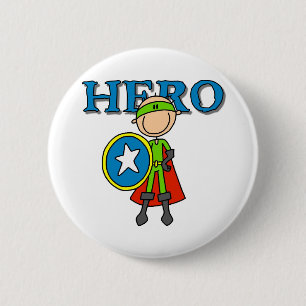 Badge Rond 5 Cm Garçon Héros avec Bouclier