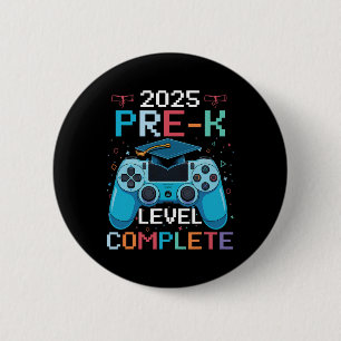 Badge Rond 5 Cm Garçon joueur de jeux vidéo diplômé de niveau pré-