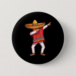 Badge Rond 5 Cm Garçon mexicain faisant le dab avec un poncho drôl