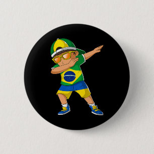 Badge Rond 5 Cm Garçon mi-brésilien mi-ukrainien Enfant Brésil Ukr
