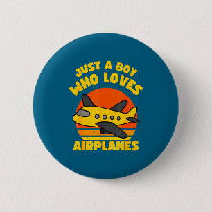 Badge Rond 5 Cm Garçon Mignon Aime Avions Enfants Tout-Petit