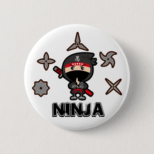 Badge Rond 5 Cm Garçon noir de Ninja (Devant)