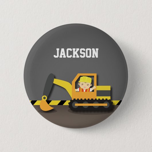 Badge Rond 5 Cm Garçon orange mignon de constructeur de (Devant)