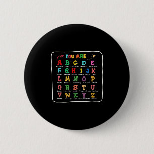 Badge Rond 5 Cm Garçon Retour à l'école Vous êtes des lettres Alph