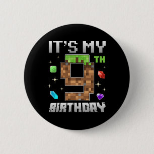 Badge Rond 5 Cm Garçon rétro 9e anniversaire Niveau 9 Joueur vidéo