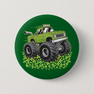 Badge Rond 5 Cm Garçon Saint-Patrick Jour Tout-Petit Camion Monstr