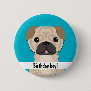 Badge Rond 5 Cm Garçon simple d'anniversaire de carlin