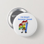 Badge Rond 5 Cm Garçon Smart puisque j'ai lu (Devant & derrière)