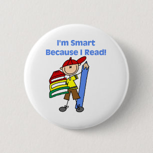 Badge Rond 5 Cm Garçon Smart puisque j'ai lu