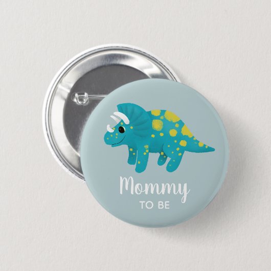 Badge Rond 5 Cm Garçons Bleu mignon Dinosaur maman pour être Baby (Devant & derrière)